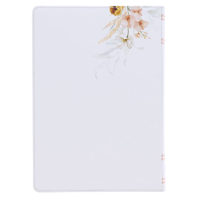 Cream-colored Floral Faux Leather Spiritual Growth Bible