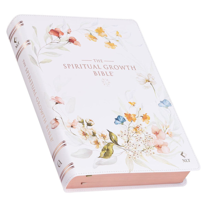 Cream-colored Floral Faux Leather Spiritual Growth Bible