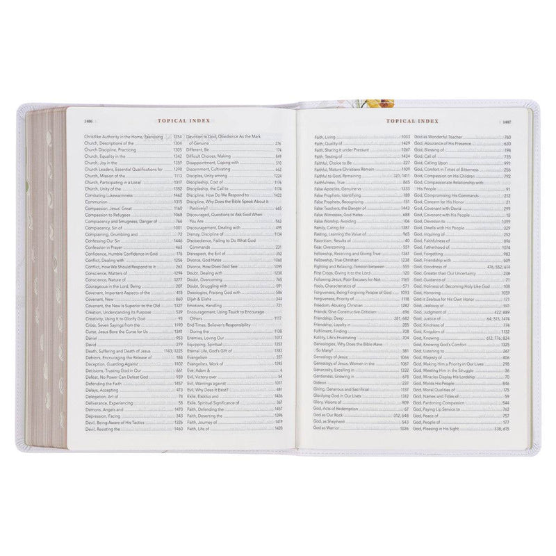 Cream-colored Floral Faux Leather Spiritual Growth Bible