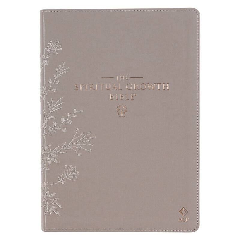 Embroidered Taupe Faux Leather Spiritual Growth Bible