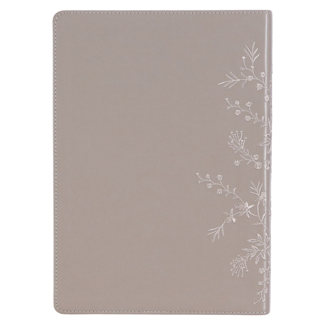 Embroidered Taupe Faux Leather Spiritual Growth Bible
