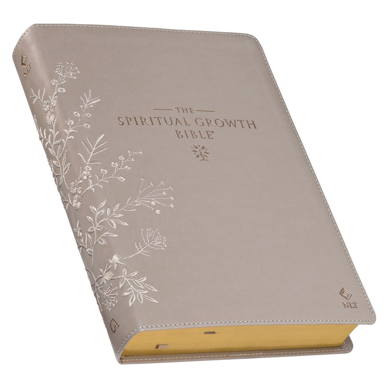 Embroidered Taupe Faux Leather Spiritual Growth Bible