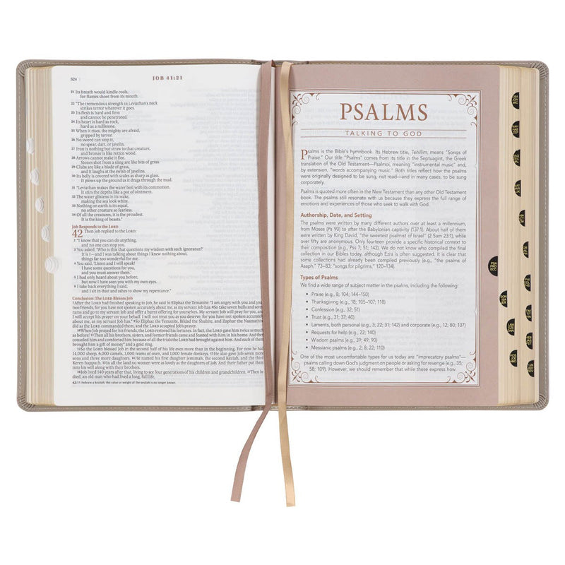 Embroidered Taupe Faux Leather Spiritual Growth Bible