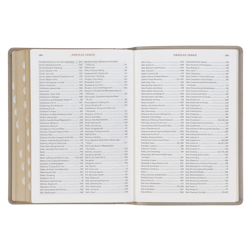 Embroidered Taupe Faux Leather Spiritual Growth Bible