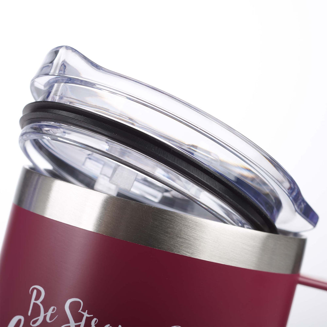 Be Strong &amp; Courageous Very Berry Camp-style Stainless Steel Mug - Joshua 1:9 - Mug