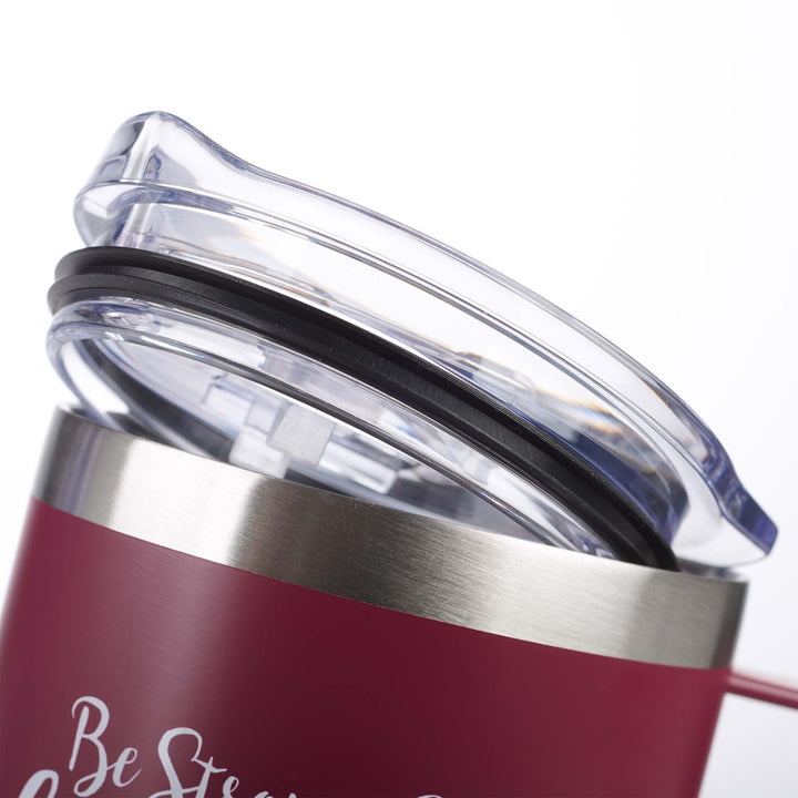 Be Strong &amp; Courageous Very Berry Camp-style Stainless Steel Mug - Joshua 1:9 - Mug