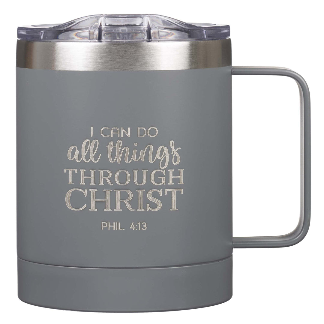 I Can Do All Things Gray Camp-style Stainless Steel Mug - Philippians 4:13 - Mug