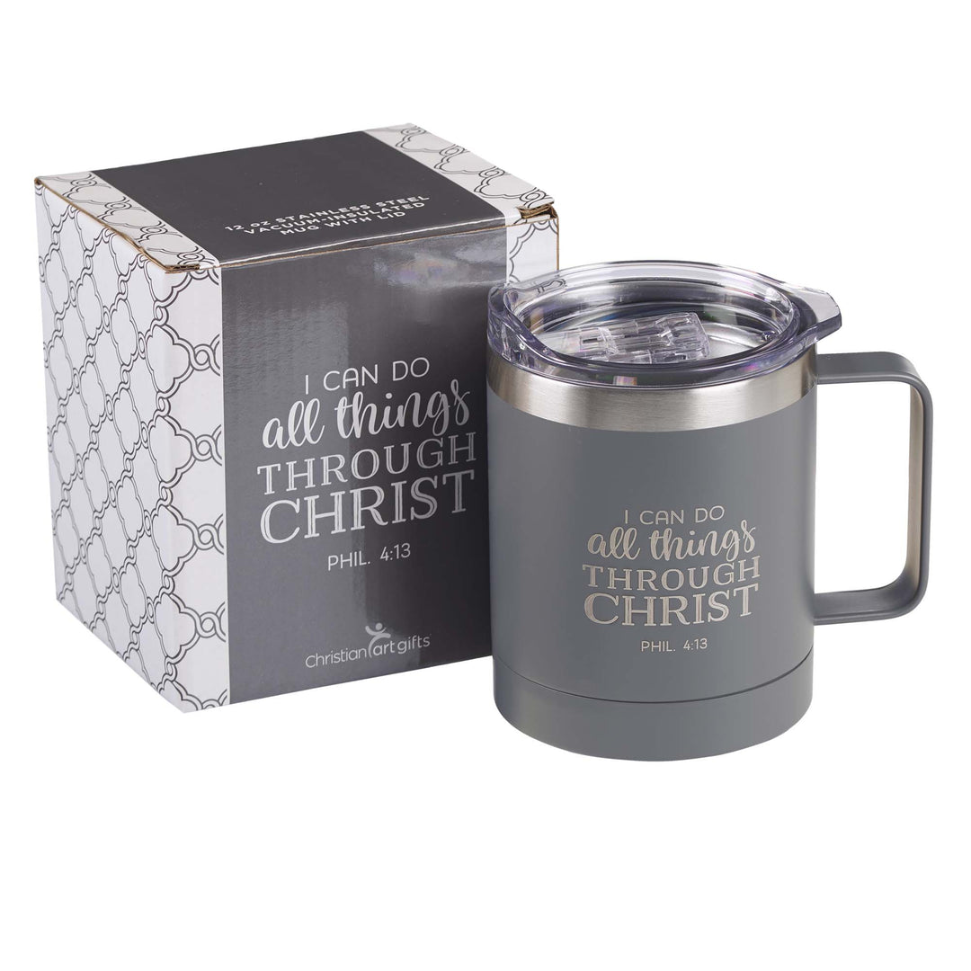 I Can Do All Things Gray Camp-style Stainless Steel Mug - Philippians 4:13 - Mug