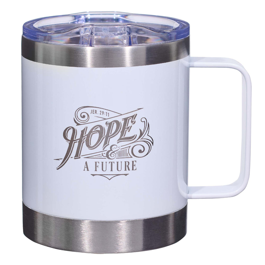 Hope and a Future White Camp-style Stainless Steel Mug - Jeremiah 29:11 - Mug