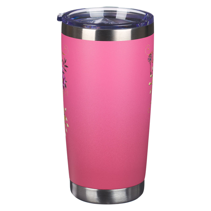 Pink Be Still Butterfly Stainless Steel Travel Tumbler - Psalm 46:10