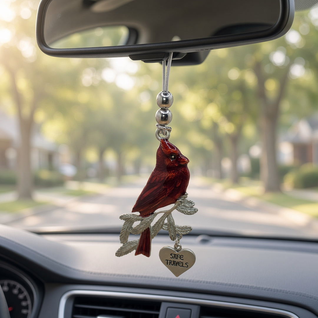 Cardinal Car Charm - SAFE TRAVELS