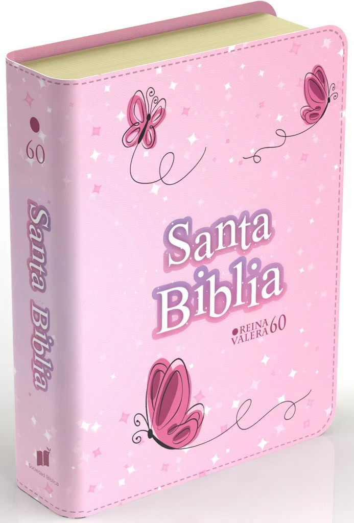Biblia RVR 1960 Compacta Símil Piel Juvenil Mariposa Rosada (Bible RVR 1960 Compact Size LeatherLike Youth Pink Butterfly (Spanish Edition)