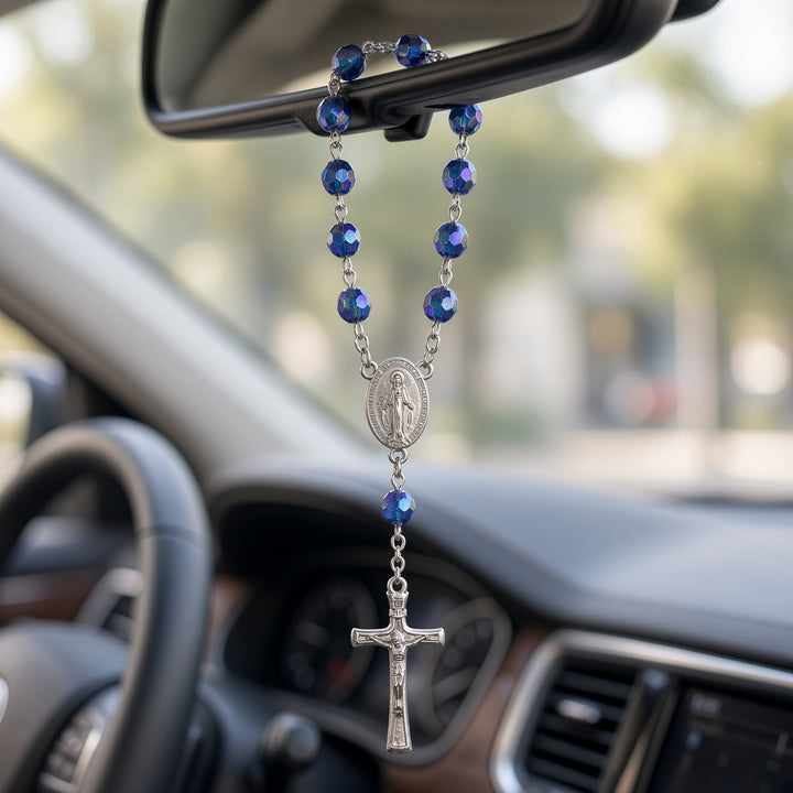 Sapphire Bead - Car Rosary