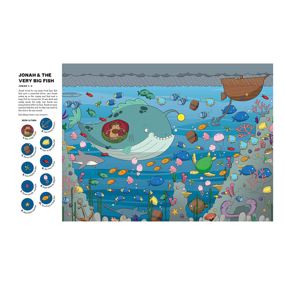 Seek and Find: Old Testament Bible Stories With over 450 things to find and count! By Sarah Parker, illustrated by Andre Parker