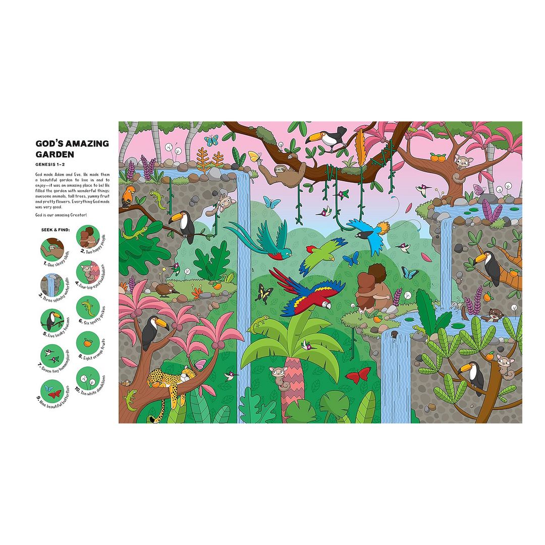 Seek and Find: Old Testament Bible Stories With over 450 things to find and count! By Sarah Parker, illustrated by Andre Parker