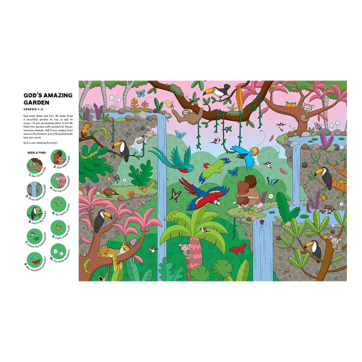 Seek and Find: Old Testament Bible Stories With over 450 things to find and count! By Sarah Parker, illustrated by Andre Parker