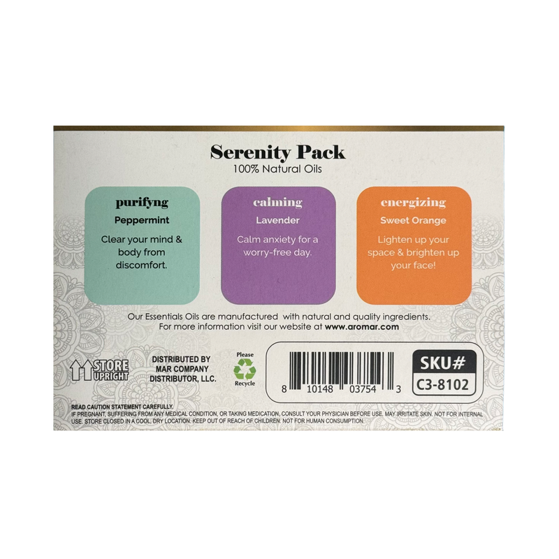 Essential Oils - Serenity Pack 3 Pack - Peppermint - Lavender - Sweet Orange
