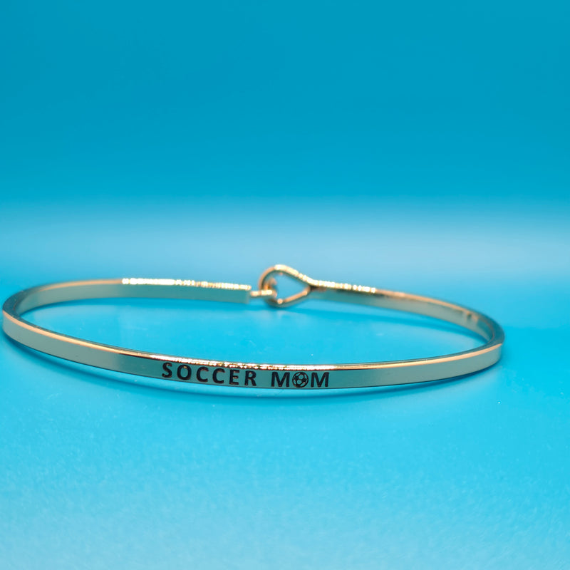 SOCCER MOM Inspirational Message Bracelet Positive Message Engraved Thin Bangle - Jewelry (Copy)