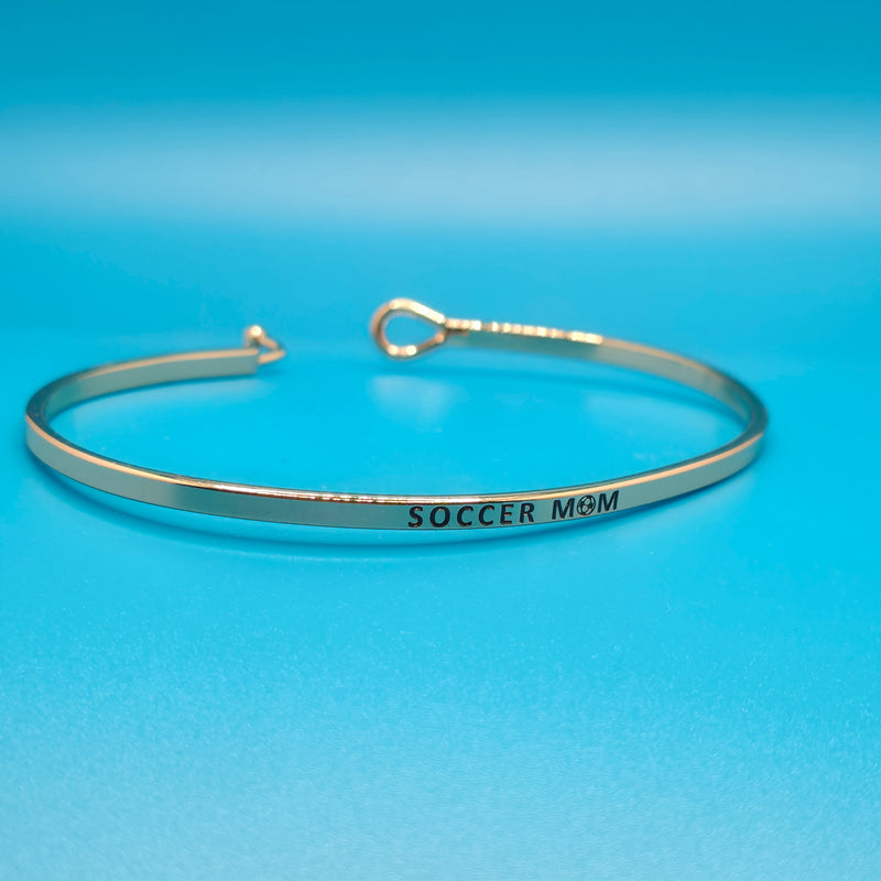 SOCCER MOM Inspirational Message Bracelet Positive Message Engraved Thin Bangle - Jewelry (Copy)