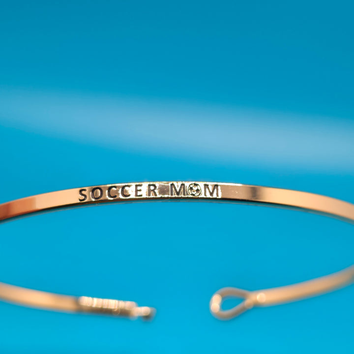 SOCCER MOM Inspirational Message Bracelet Positive Message Engraved Thin Bangle - Jewelry (Copy)