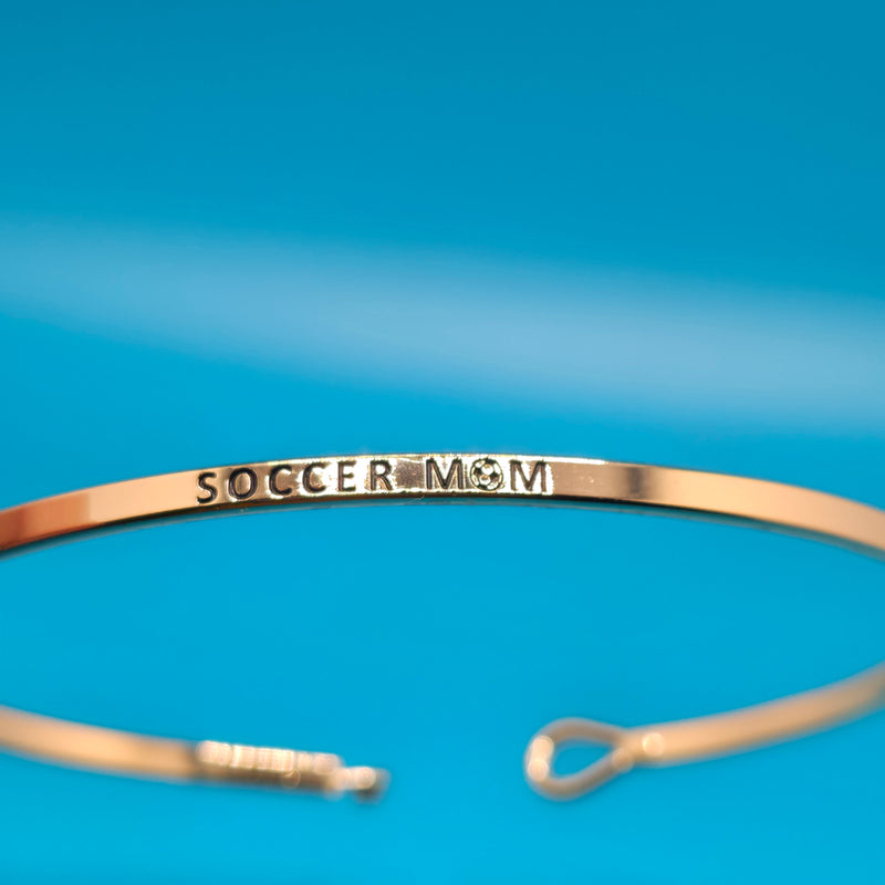 SOCCER MOM Inspirational Message Bracelet Positive Message Engraved Thin Bangle - Jewelry (Copy)