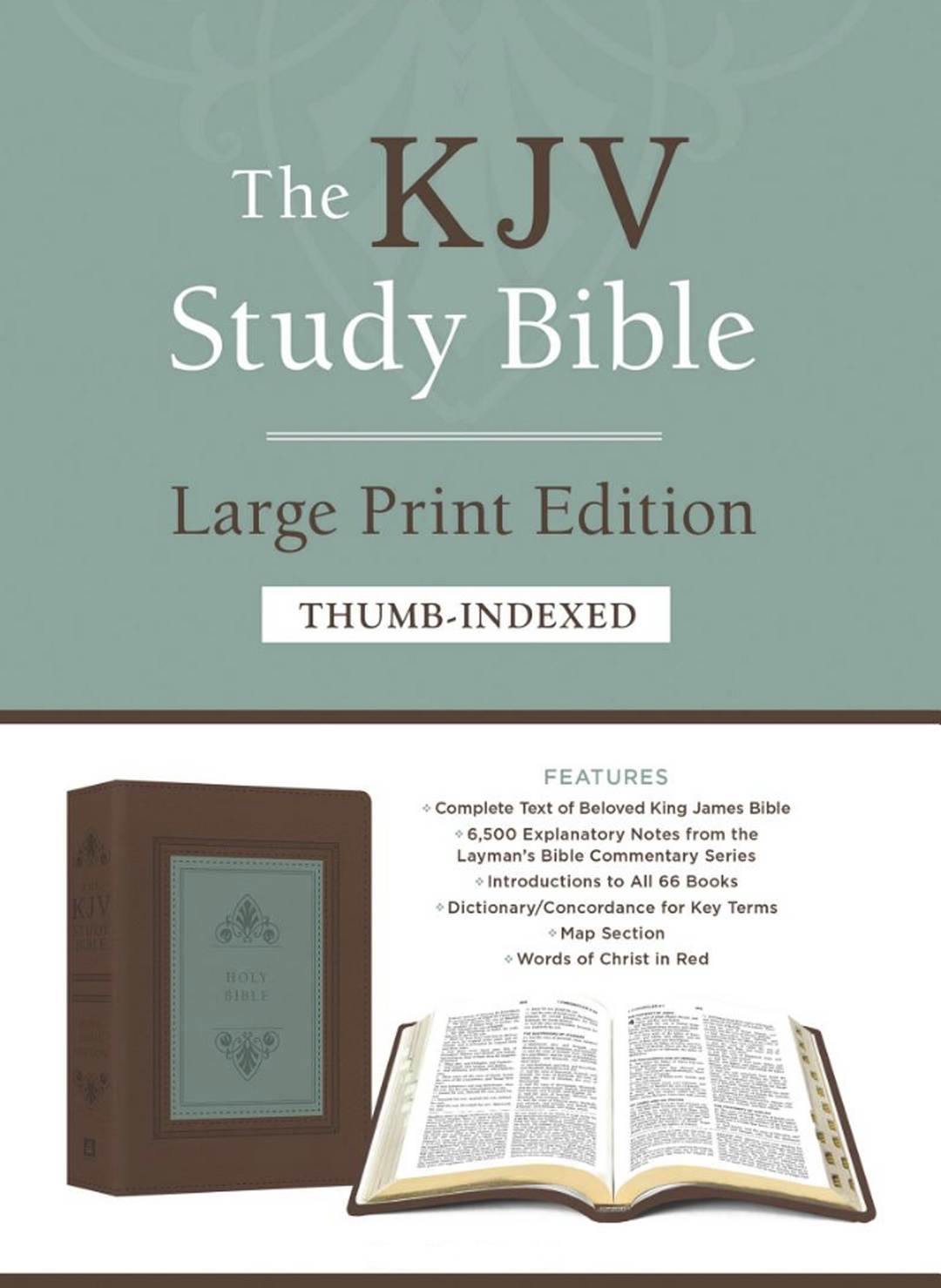 The KJV Study Bible - Large Print - Indexed [Teal Inlay] (King James Bible) Imitation Leather – Large Print