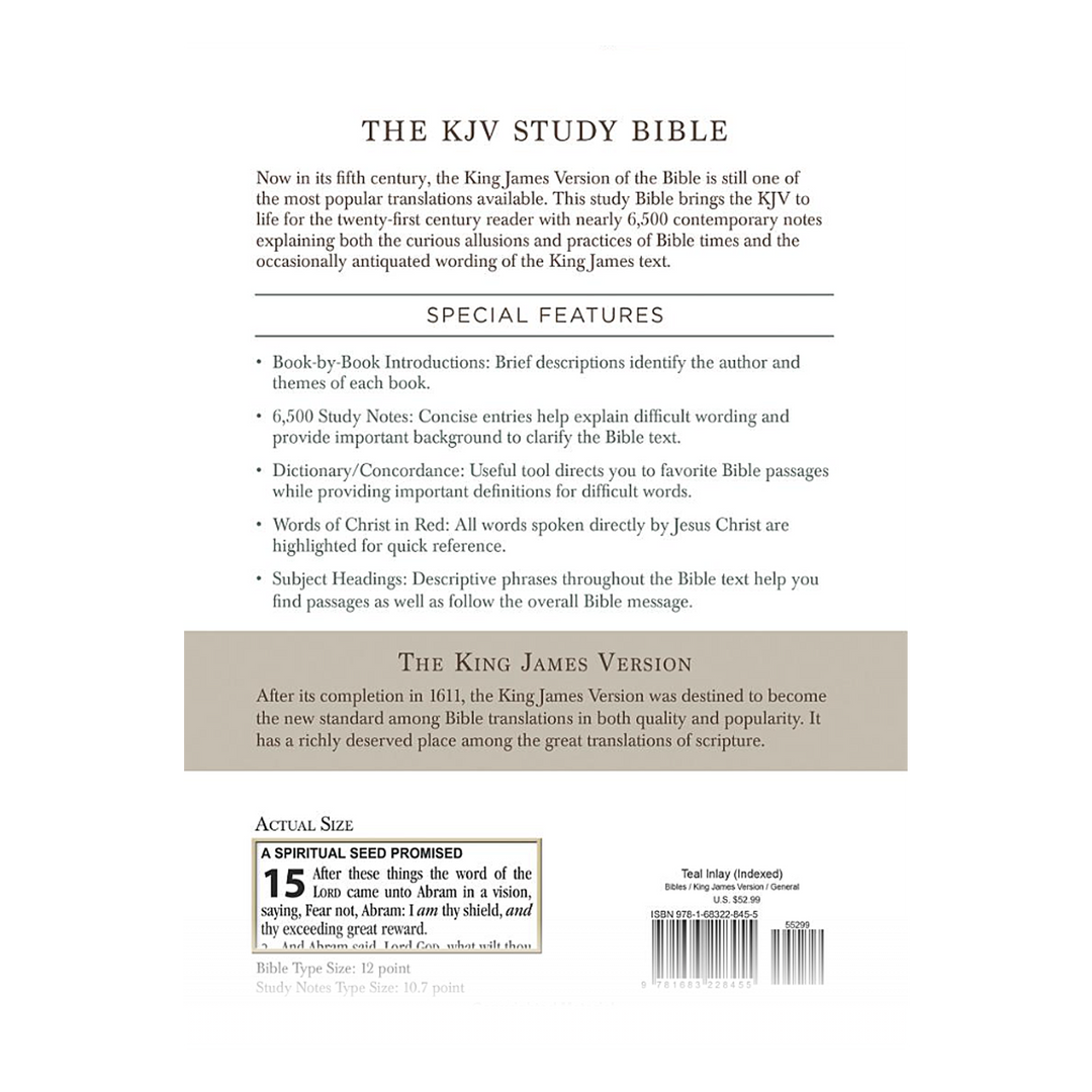 The KJV Study Bible - Large Print - Indexed [Teal Inlay] (King James Bible) Imitation Leather – Large Print