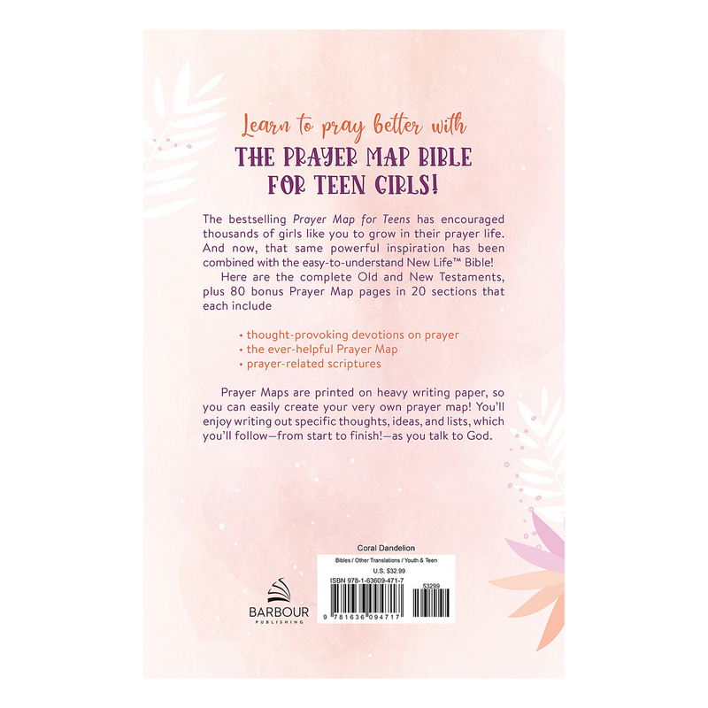 The Prayer Map Bible for Teen Girls NLV [Coral Dandelions]