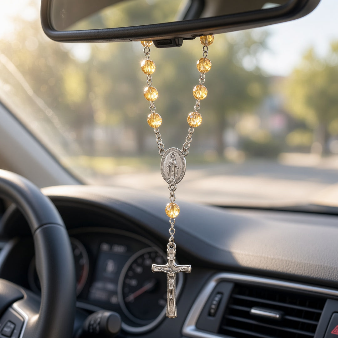 Topaz bead - Car Rosary