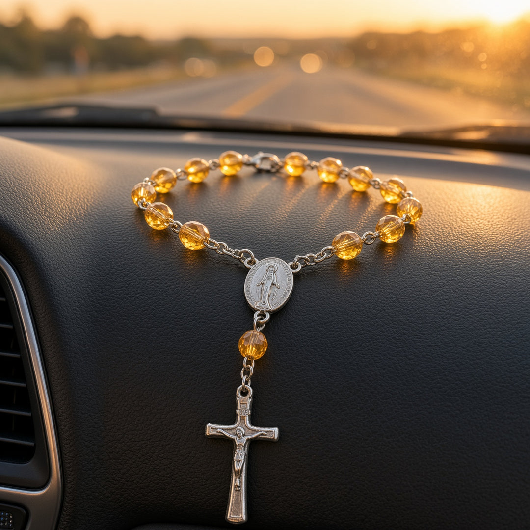 Topaz bead - Car Rosary