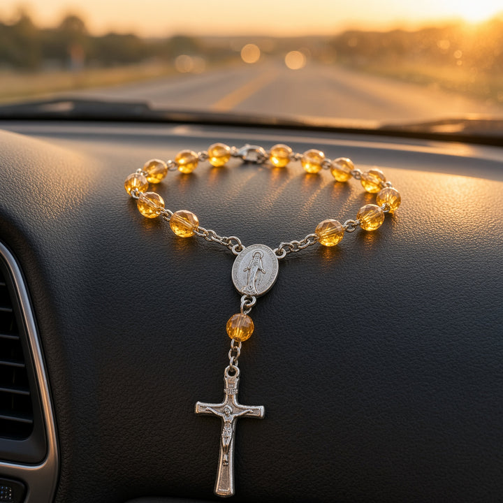 Topaz bead - Car Rosary