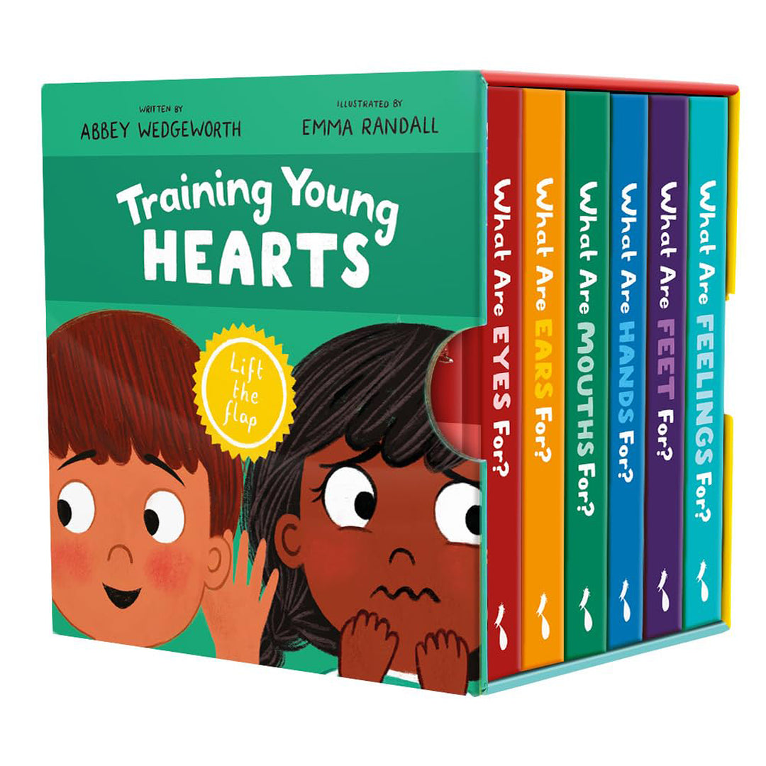 Training Young Hearts Board Books Boxed Set 6 Lift-the-Flap Board Books &amp; Guide for Grown-Ups By Abbey Wedgeworth, illustrated by Emma Randall
