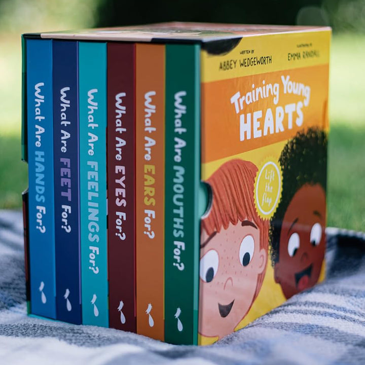 Training Young Hearts Board Books Boxed Set 6 Lift-the-Flap Board Books &amp; Guide for Grown-Ups By Abbey Wedgeworth, illustrated by Emma Randall