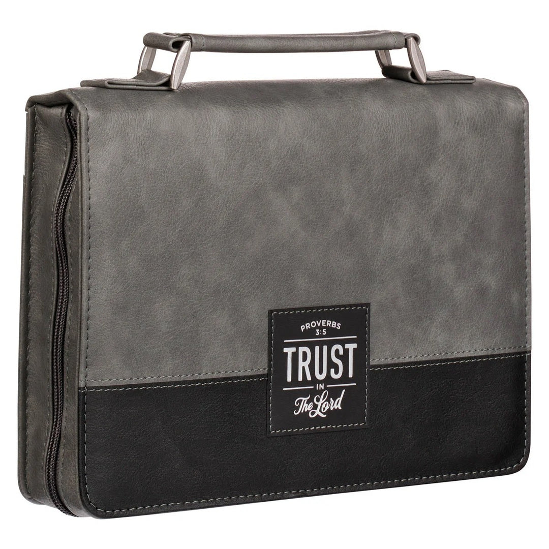 Trust in the LORD Gray and Black Faux Leather Bible Cover
