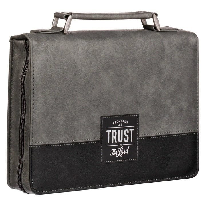 Trust in the LORD Gray and Black Faux Leather Bible Cover