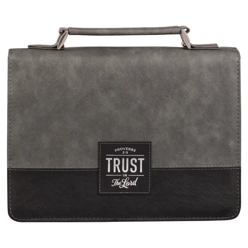 Trust in the LORD Gray and Black Faux Leather Bible Cover