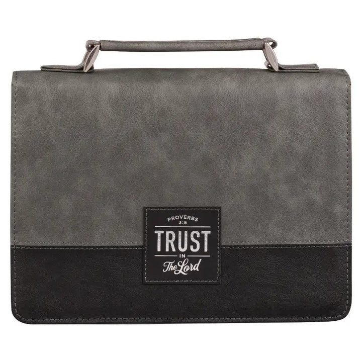 Trust in the LORD Gray and Black Faux Leather Bible Cover