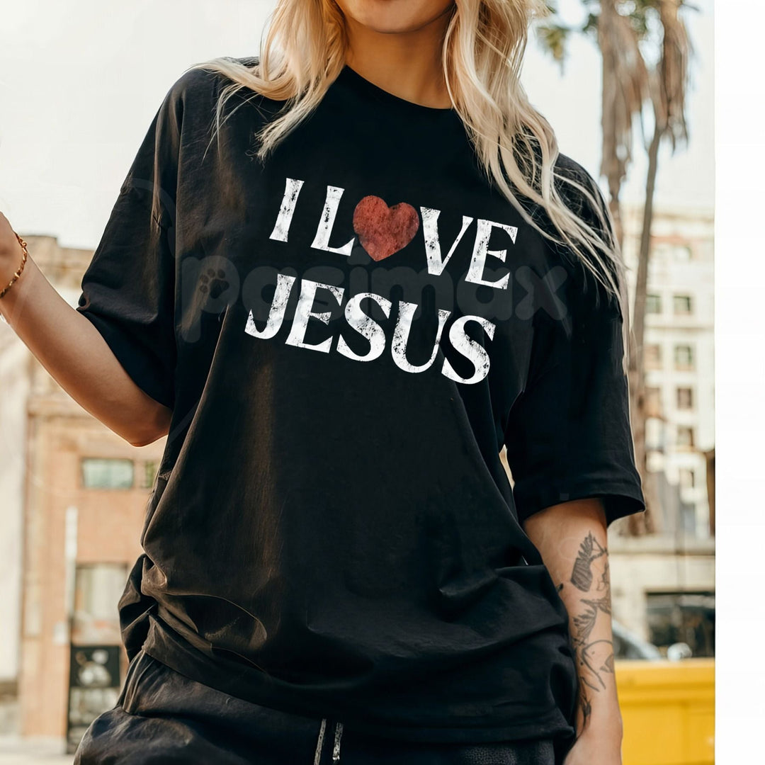 Vintage "I Love Jesus" Print T-Shirt - Retro 70s Christian Graphic Tee, Faith-Based Throwback Apparel, Classic Jesus Peace &amp; Love Fan Gift
