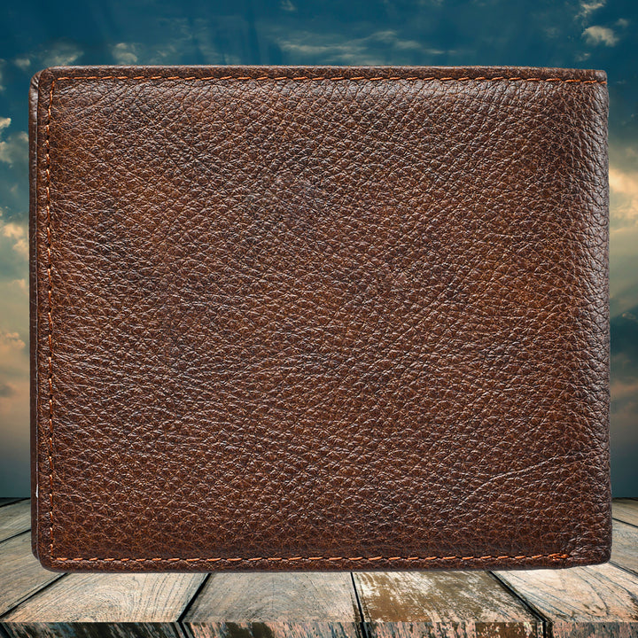 Strong and Courageous Two-tone Brown Full Grain Leather Wallet - Joshua 1:9
