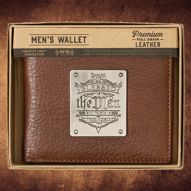 Blessed Is The Man Timber Spice Brown Genuine Leather Wallet - Jeremiah 17:7 (Copy)