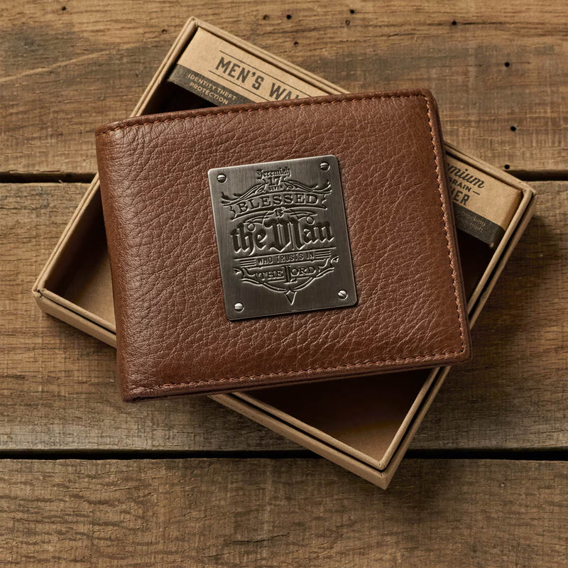 Blessed Is The Man Timber Spice Brown Genuine Leather Wallet - Jeremiah 17:7 (Copy)