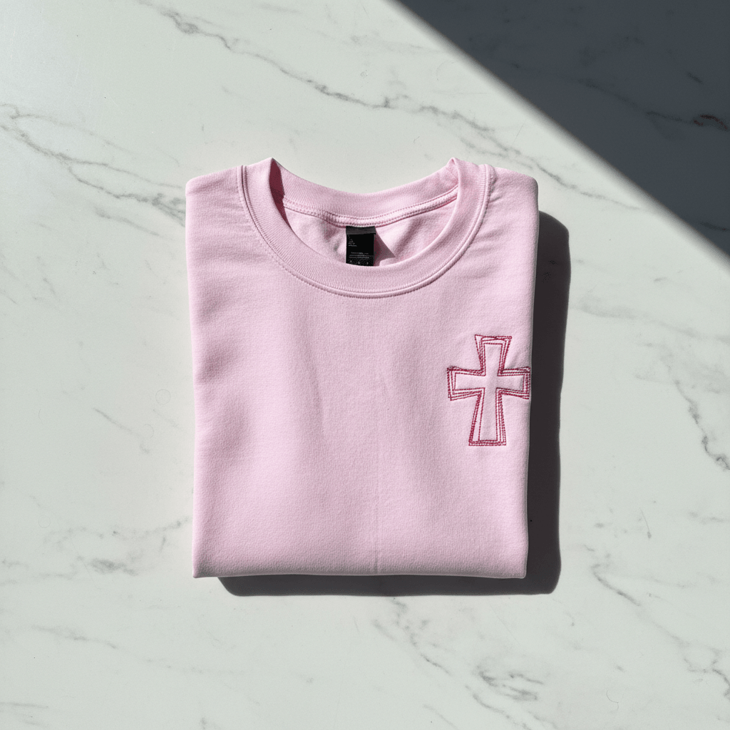 Embroidered Cross Shirt - Minimal Christian Faith Apparel