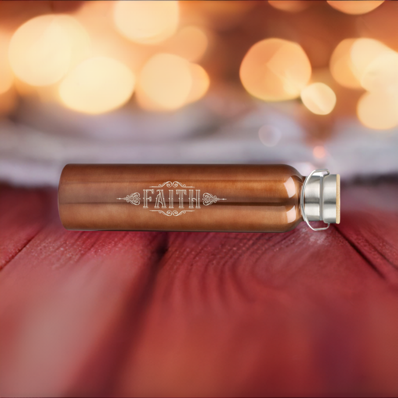 Faith Brushed Gold Stainless Steel Water Bottle - Hebrews 11:1