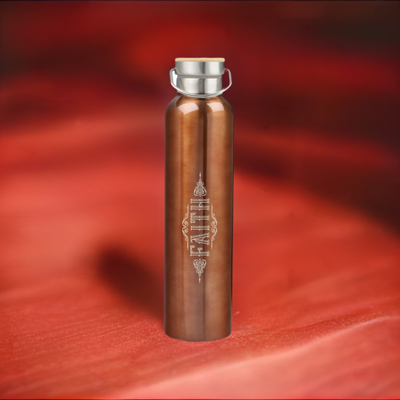 Faith Brushed Gold Stainless Steel Water Bottle - Hebrews 11:1