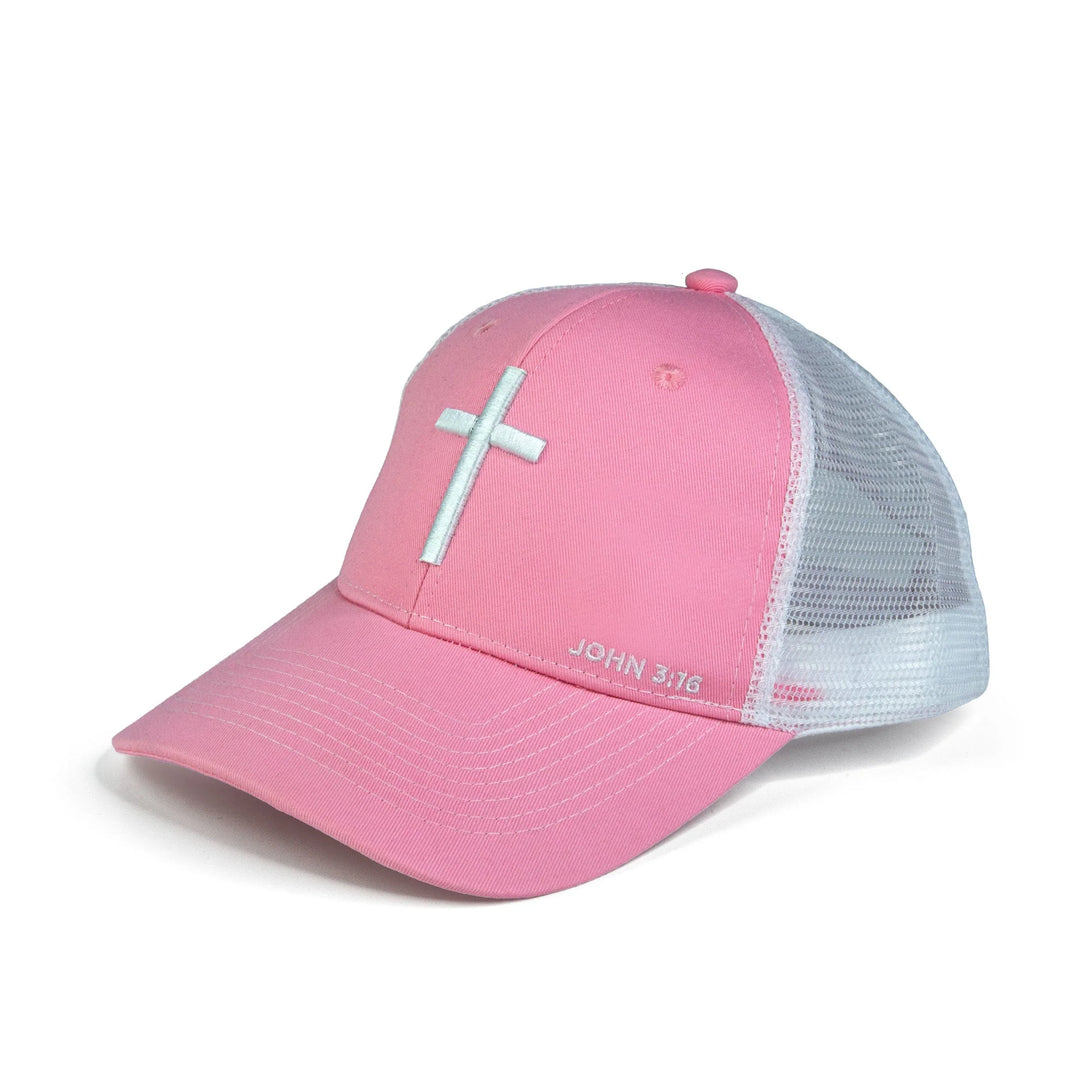 Ball Cap - Cross, John 3:16 - Pink and White
