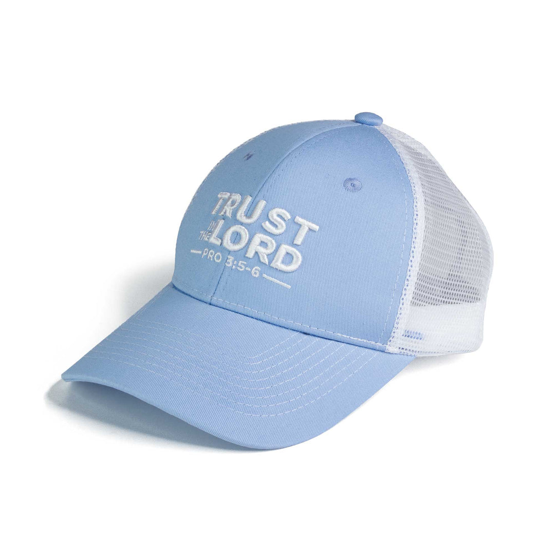 Ball Cap - Trust in the Lord, Pro 3:5-6 - Columbia Blue/White