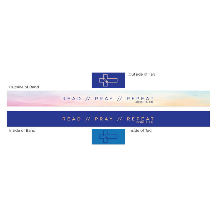 READ // PRAY // REPEAT - Joshua 1:8" - Blue - Logos Tap Stretch Bracelet