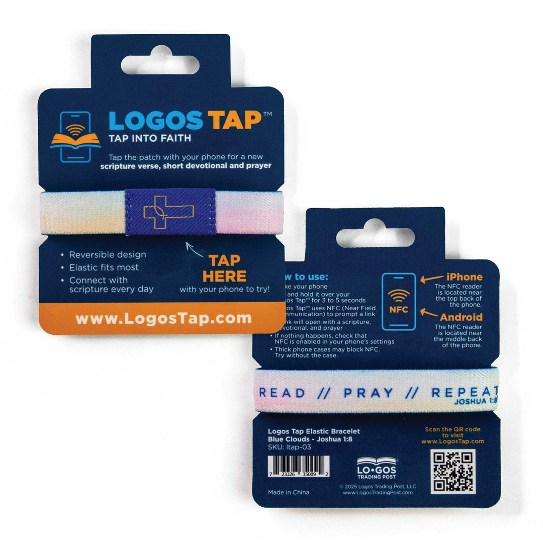 READ // PRAY // REPEAT - Joshua 1:8" - Blue - Logos Tap Stretch Bracelet
