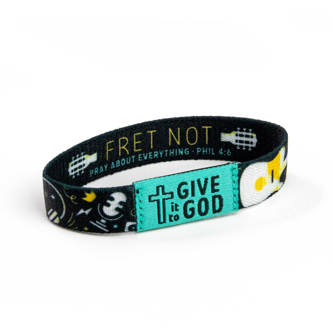 GIVE it to GOD - Teal and Black - Music, Phil 4:6 - Logos Tap Stretch Bracelet