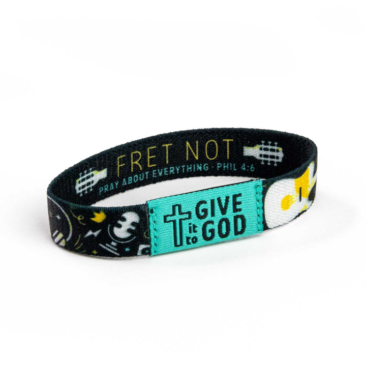 GIVE it to GOD - Teal and Black - Music, Phil 4:6 - Logos Tap Stretch Bracelet